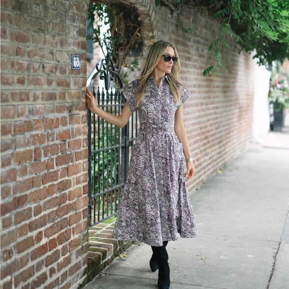 Julia Amory Elegant Purple Patterned Dress NWT - Picture 1 of 5